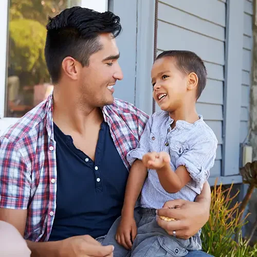 Father and son outdoors