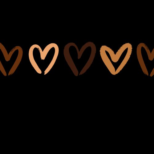 Vector illustration of grunge brush hearts of different chocolate colors.